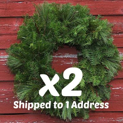 Mixed Greens Wreaths w/ Dogwood Twigs - x2 18 inch  (42.00 each with this deal)